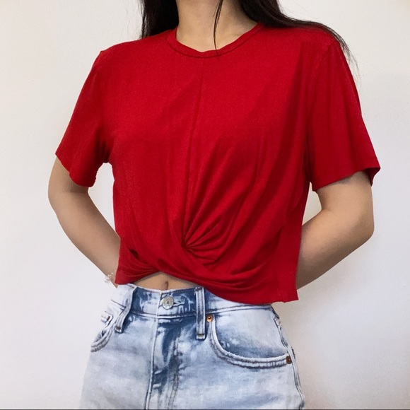 Red tie up t shirt - Picture 2 of 2